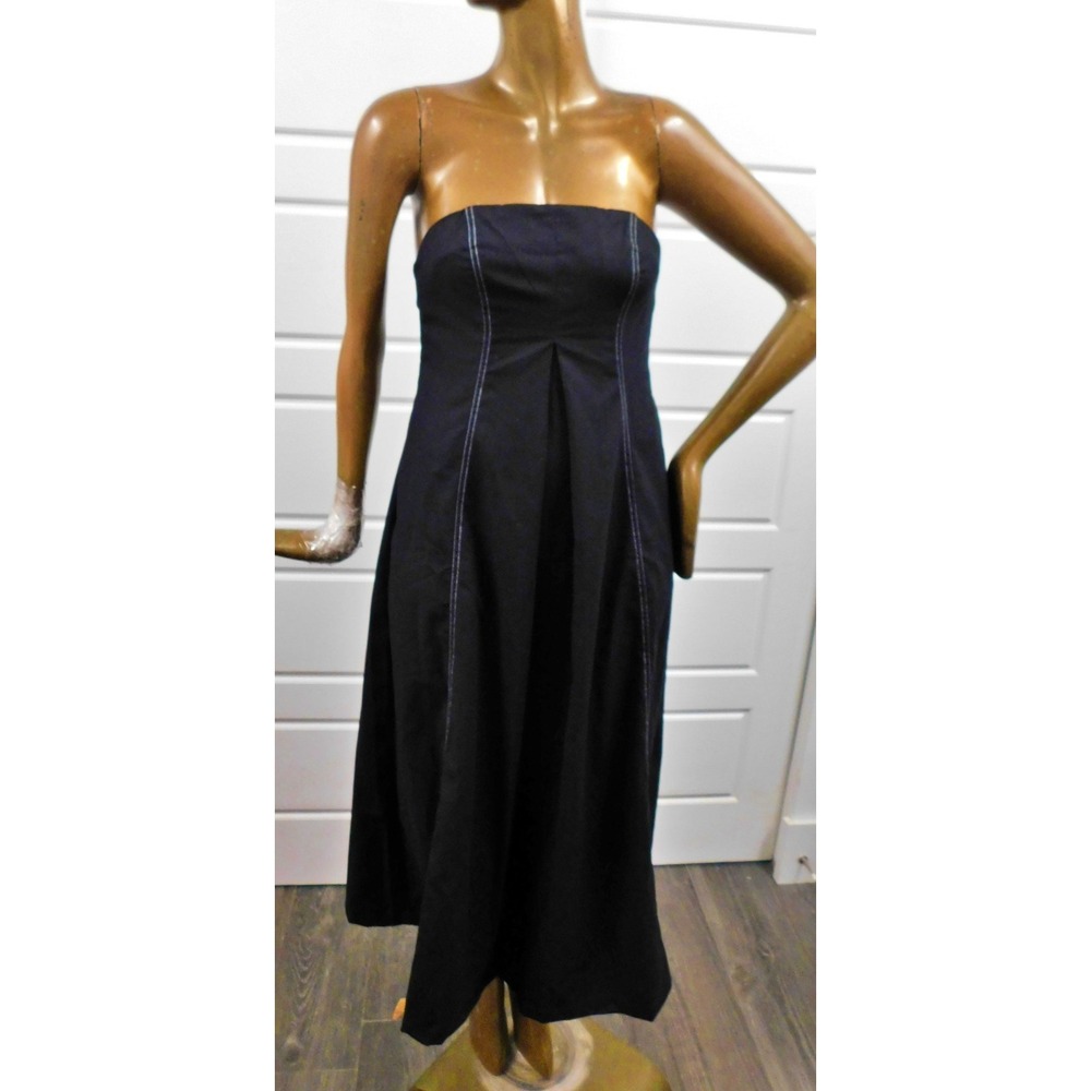 Mon Renn Winslow Long‎ Dress Linen Strapless Black Minimalistic Women Size S/8